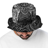 New Zealand Rugby All White Bucket Hat Silver Fern All Black Mix Ta Moko LT9 - Polynesian Pride