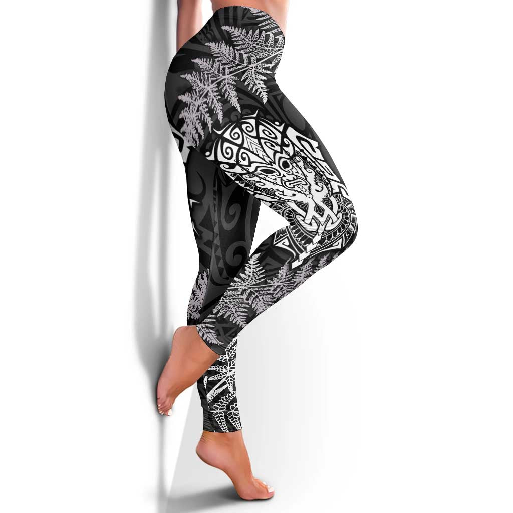 New Zealand Rugby All White Leggings Silver Fern All Black Mix Ta Moko LT09