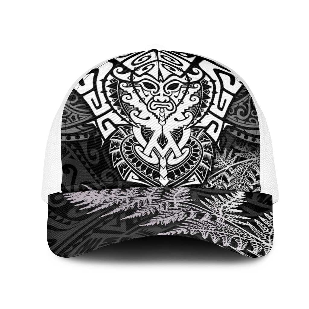 New Zealand Rugby All White Mesh Trucker Cap Silver Fern All Black Mix Ta Moko - Polynesian Pride