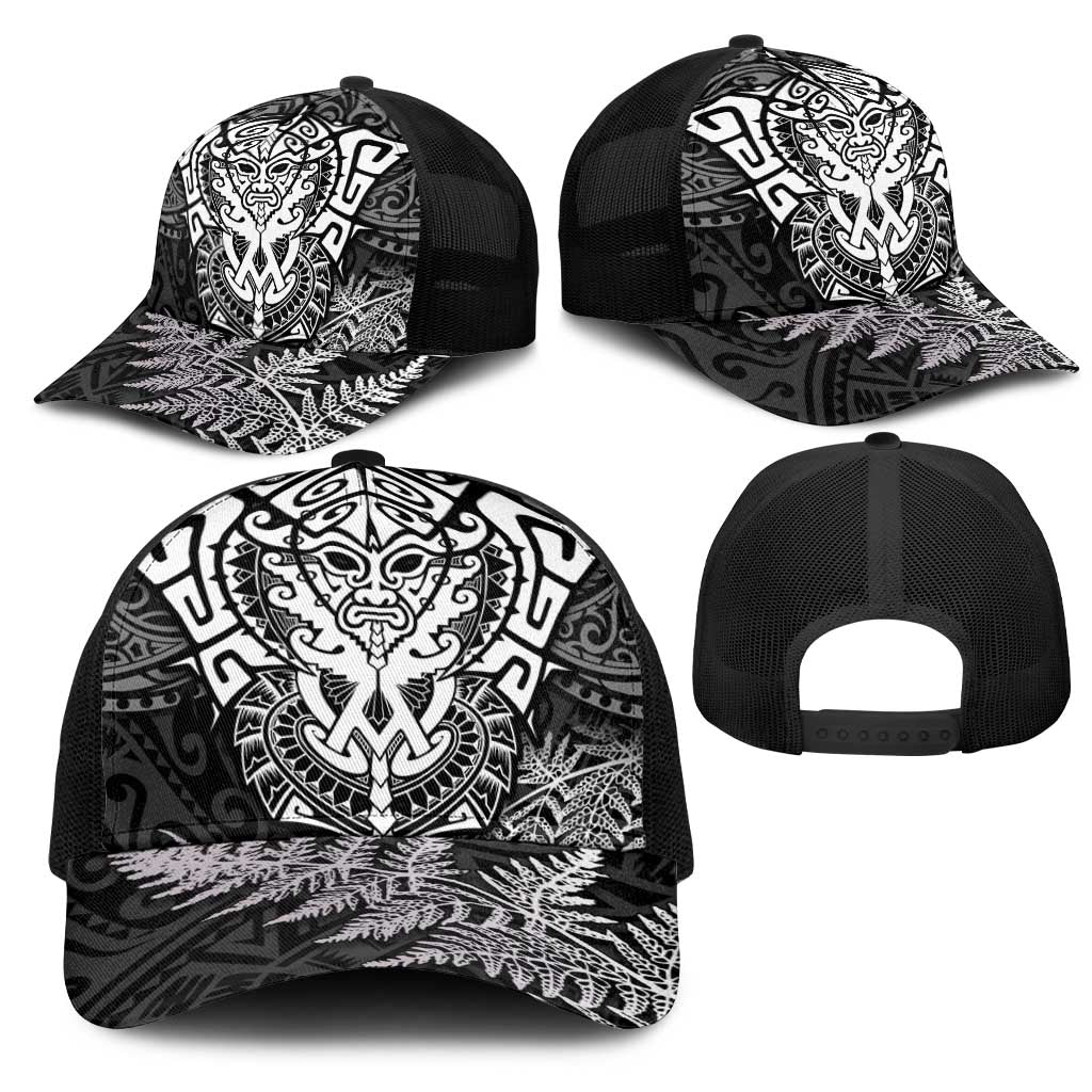 New Zealand Rugby All White Mesh Trucker Cap Silver Fern All Black Mix Ta Moko - Polynesian Pride