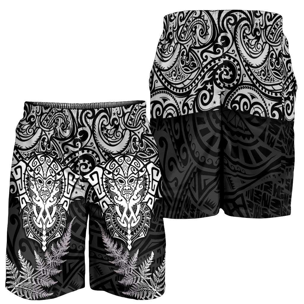 New Zealand Rugby All White Shorts for Men Silver Fern All Black Mix Ta Moko LT9 - Polynesian Pride