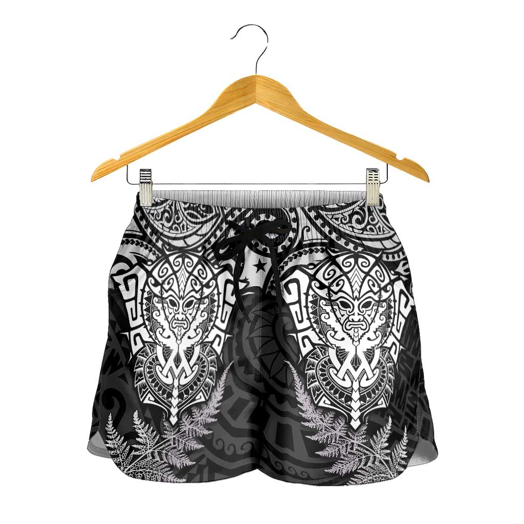 New Zealand Rugby All White Shorts for Women Silver Fern All Black Mix Ta Moko LT9 - Polynesian Pride