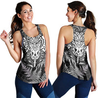 New Zealand Rugby All White Women Racerback Tank Silver Fern All Black Mix Ta Moko LT9 - Polynesian Pride