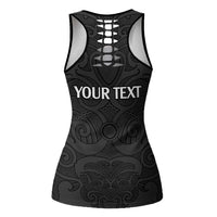 New Zealand Rugby Personalised Hollow Tank Top All Black Fern Maori Tribal Pattern LT9 - Polynesian Pride