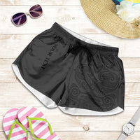 New Zealand Rugby Personalised Shorts for Women All Black Fern Maori Tribal Pattern LT9 Black - Polynesian Pride