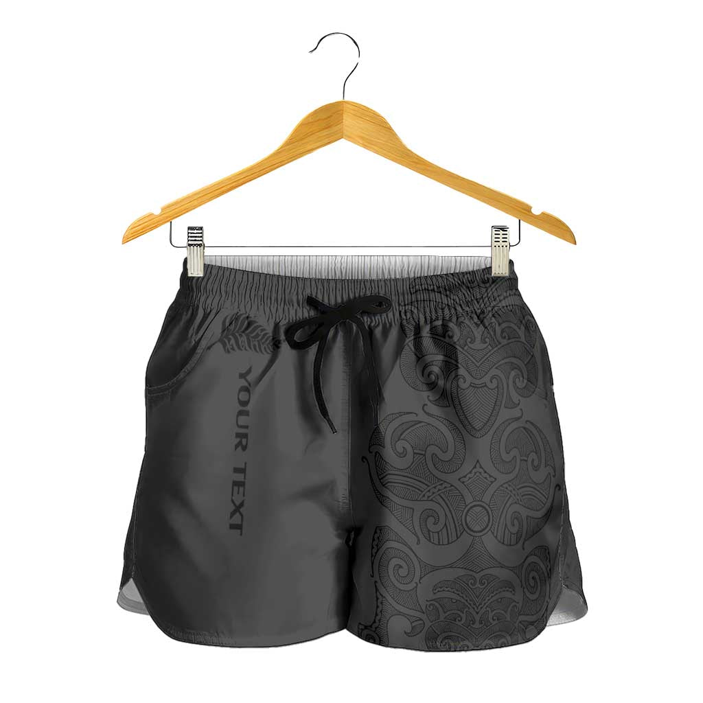 New Zealand Rugby Personalised Shorts for Women All Black Fern Maori Tribal Pattern LT9 - Polynesian Pride