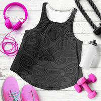 New Zealand Rugby Personalised Women Racerback Tank All Black Fern Maori Tribal Pattern LT9 Black - Polynesian Pride