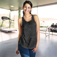 New Zealand Rugby Personalised Women Racerback Tank All Black Fern Maori Tribal Pattern LT9 - Polynesian Pride