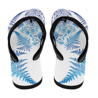 New Zealand Sea Animals Flip Flops with Maori Koru Tribal Tattoo and Silver Ferns Galaxy Style LT03 - Polynesian Pride