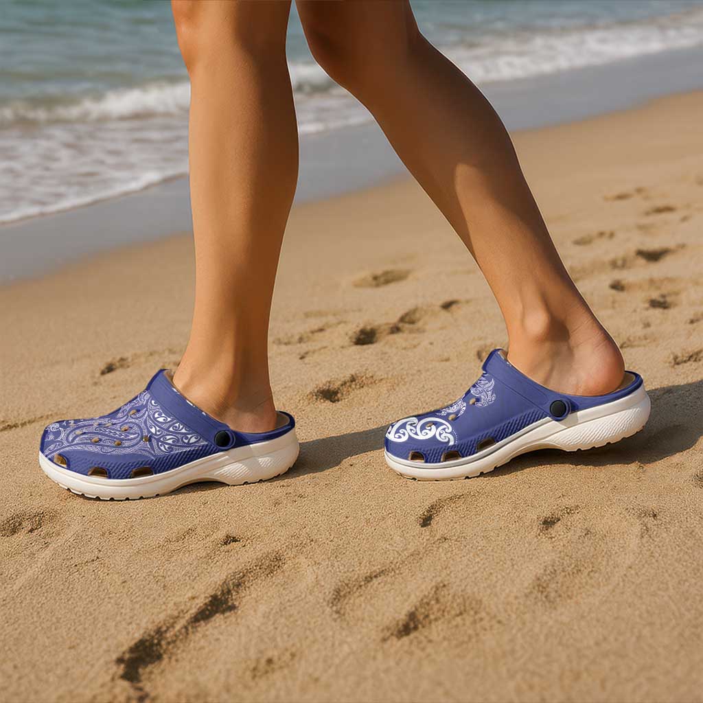 New Zealand Sea Animals with Maori Tribal Tattoo Clogs Shoes Blue Color LT03 - Polynesian Pride