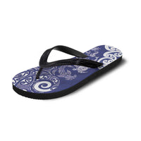 New Zealand Sea Animals with Maori Tribal Tattoo Flip Flops Blue Color LT03 - Polynesian Pride