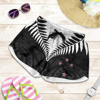 New Zealand Shorts for Women Aotearoa Maori Kiwi Black Fern LT01 Black - Polynesian Pride