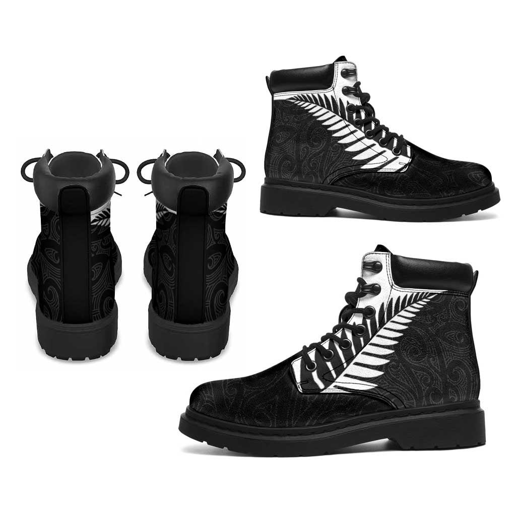 New Zealand Silver Fern Rugby All Season Boots All Black Go Champions Maori Pattern LT14 - Polynesian Pride