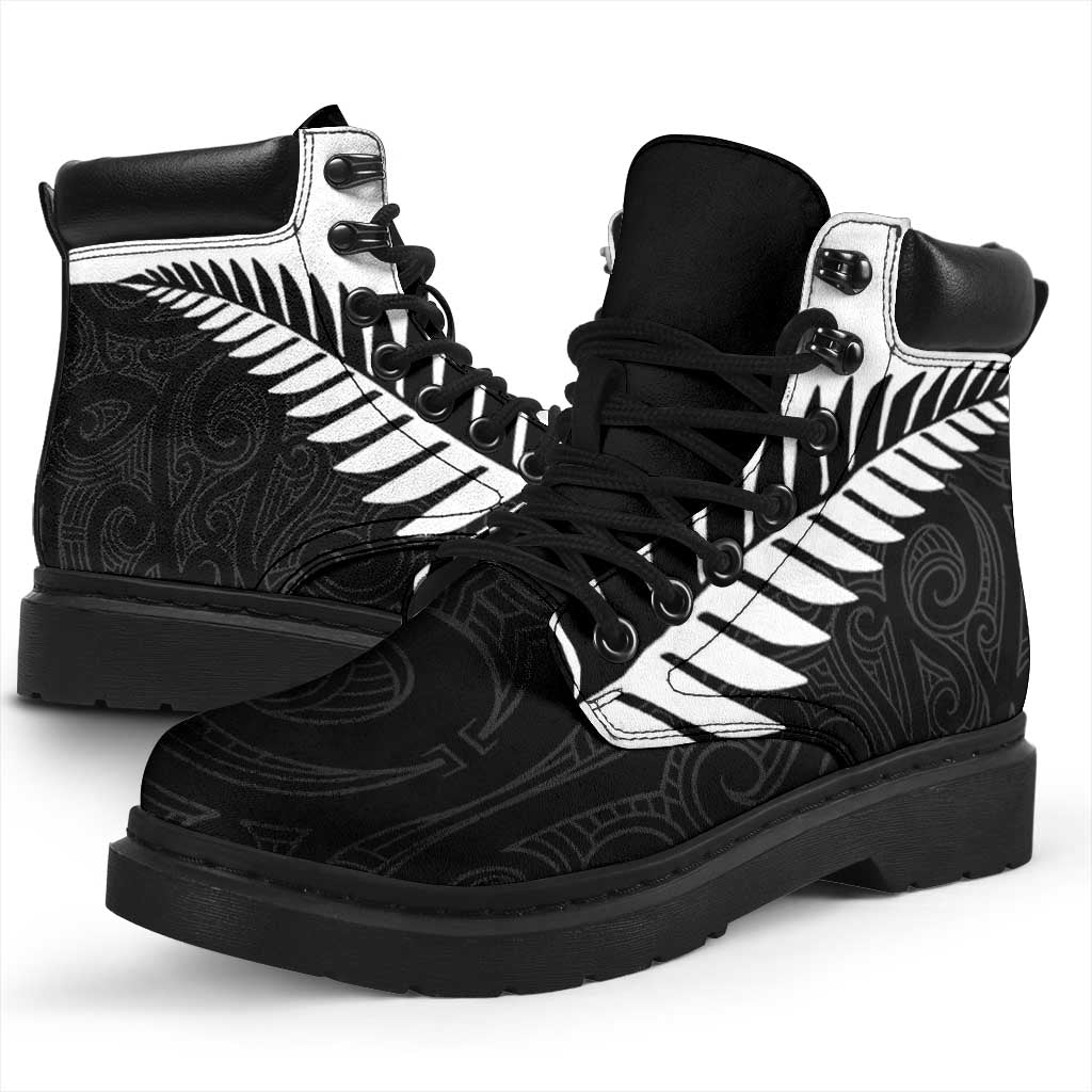 New Zealand Silver Fern Rugby All Season Boots All Black Go Champions Maori Pattern LT14 - Polynesian Pride