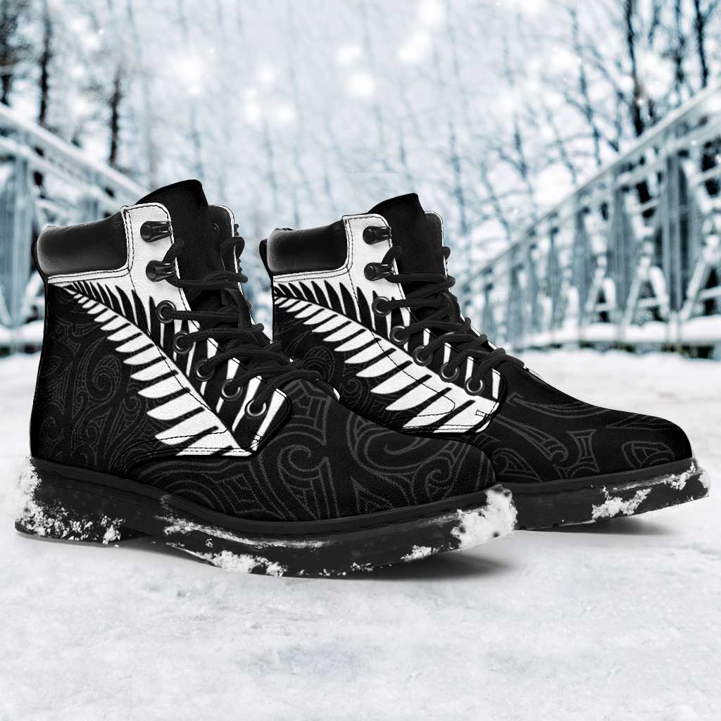 New Zealand Silver Fern Rugby All Season Boots All Black Go Champions Maori Pattern LT14 - Polynesian Pride