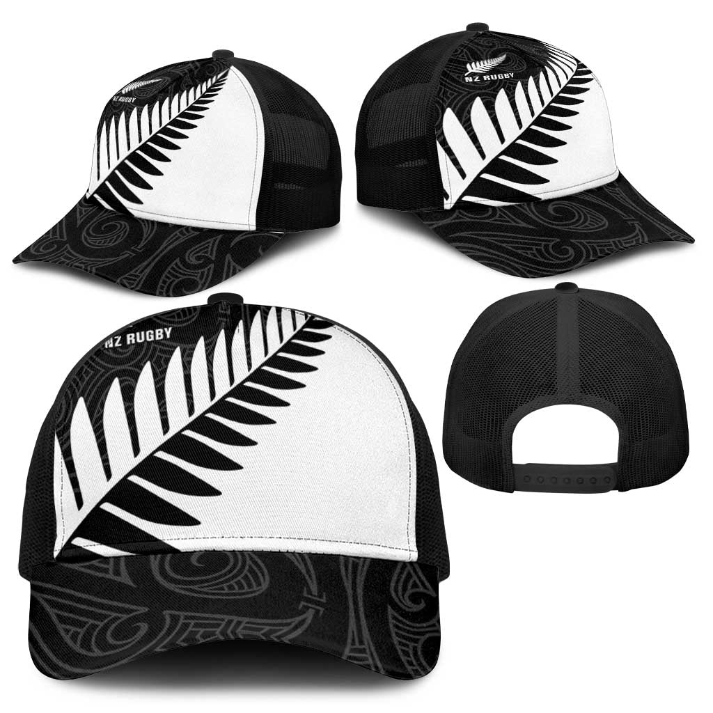New Zealand Silver Fern Rugby Baseball Net Cap All Black Go Champions Maori Pattern - Polynesian Pride