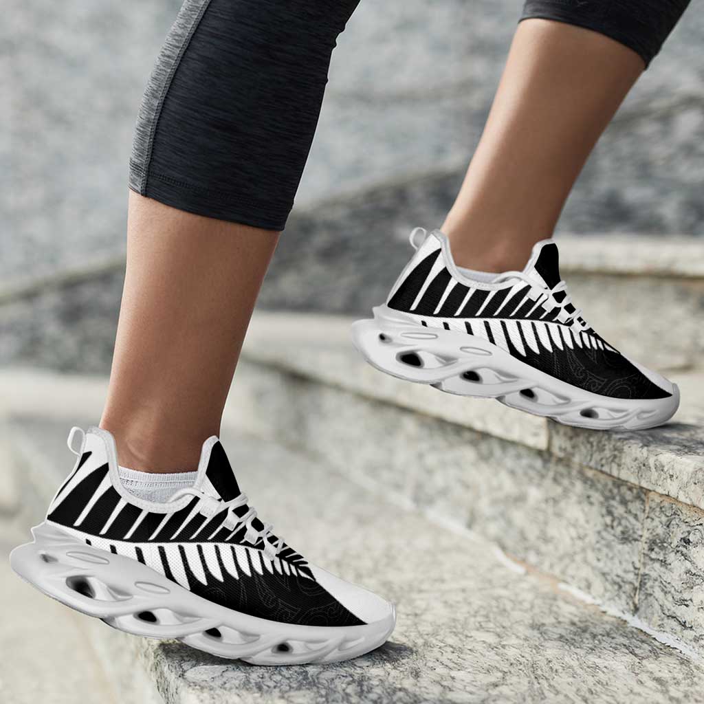 New Zealand Silver Fern Rugby Clunky Sneakers All Black Go Champions Maori Pattern - Polynesian Pride