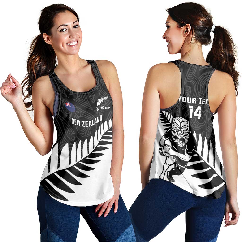New Zealand Silver Fern Rugby Custom Women Racerback Tank All Black Go Champions Maori Pattern - Polynesian Pride