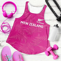 New Zealand Silver Fern Rugby Custom Women Racerback Tank Go Aotearoa Champions World Cup Pink - Polynesian Pride