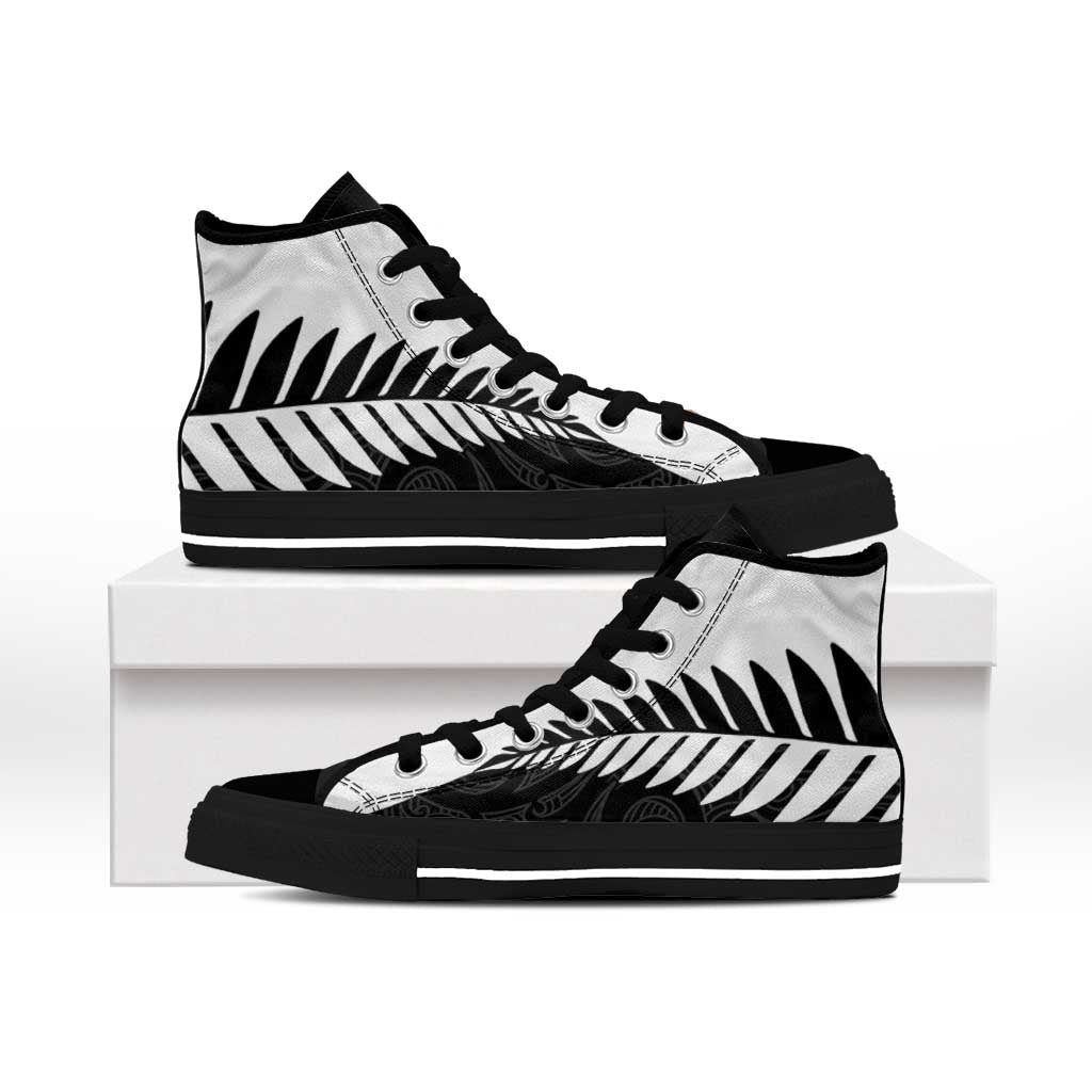 New Zealand Silver Fern Rugby High Top Shoes All Black Go Champions Maori Pattern LT14 - Polynesian Pride