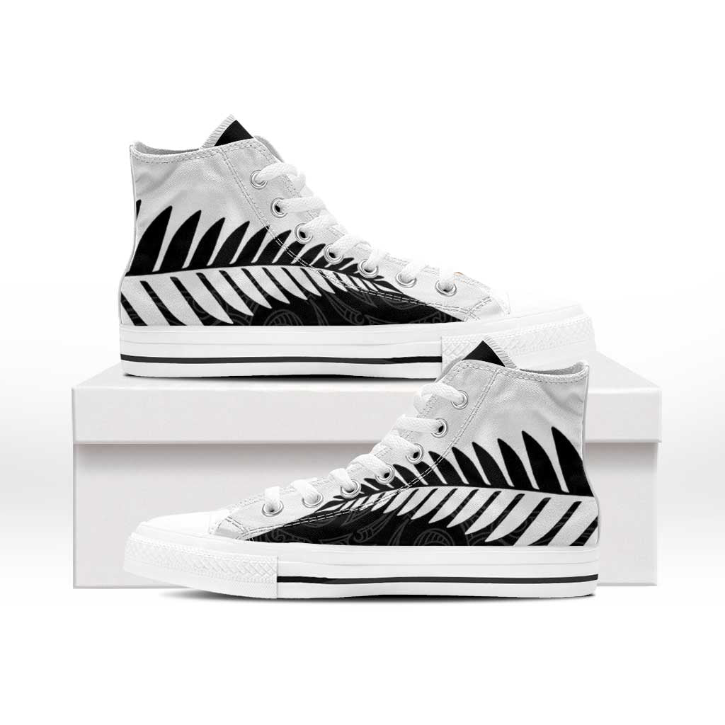 New Zealand Silver Fern Rugby High Top Shoes All Black Go Champions Maori Pattern LT14 - Polynesian Pride