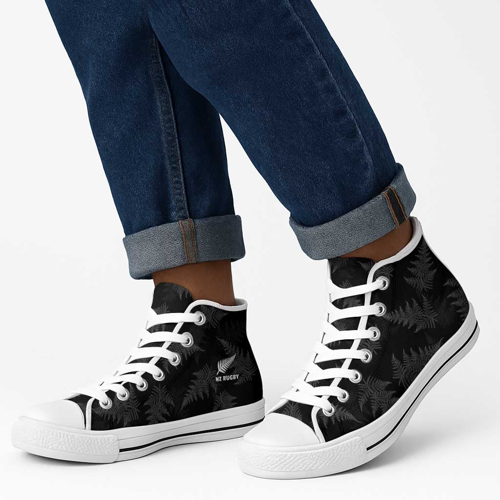 New Zealand Silver Fern Rugby High Top Shoes Go Aotearoa World Cup LT14 - Polynesian Pride
