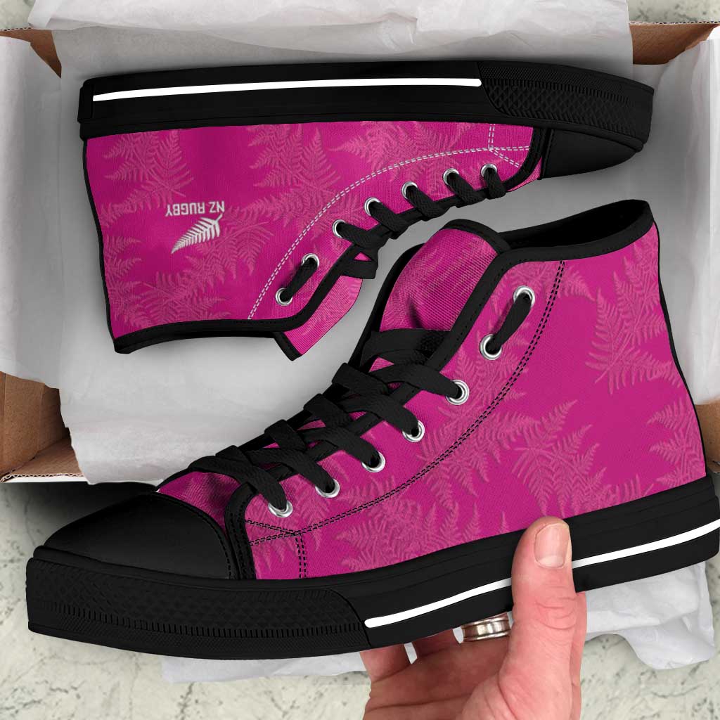 New Zealand Silver Fern Rugby High Top Shoes Go Aotearoa World Cup Pink Version LT14 Pink - Polynesian Pride