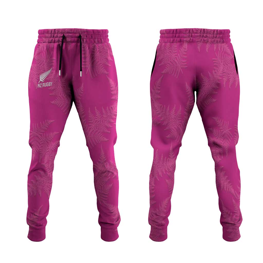 New Zealand Silver Fern Rugby Jogger Pants Go Aotearoa Champions World Cup Pink LT14 Pink - Polynesian Pride