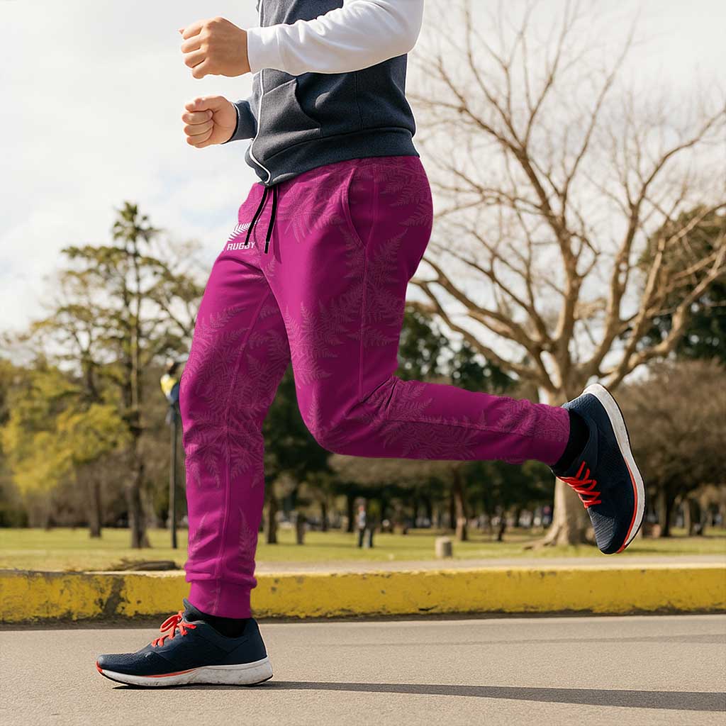 New Zealand Silver Fern Rugby Jogger Pants Go Aotearoa Champions World Cup Pink LT14 - Polynesian Pride