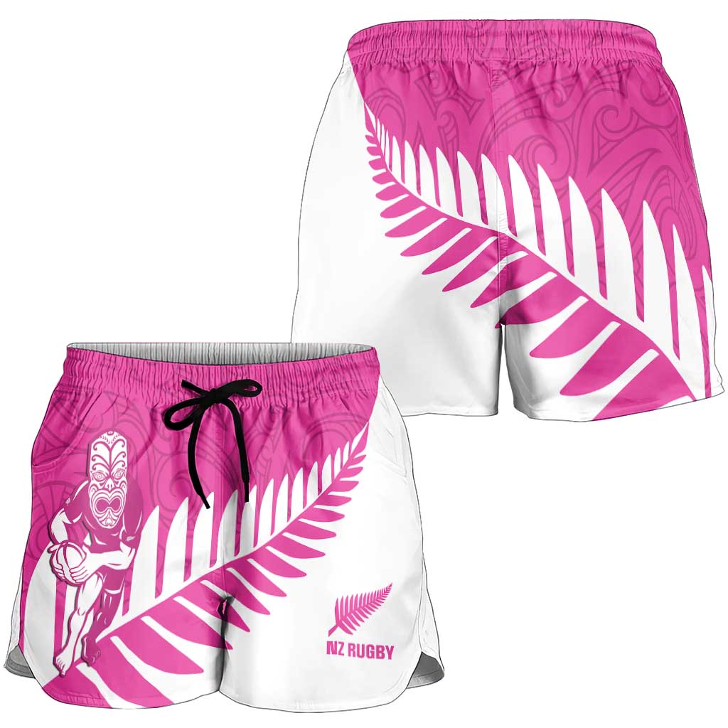 New Zealand Silver Fern Rugby Shorts for Women Go All Black Maori Pink Version LT14 - Polynesian Pride