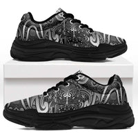 New Zealand Taiaha Maori Chunky Sneakers Kiwikiwi Minimalist Silver Fern Tukutuku Motif LT9 White - Polynesian Pride