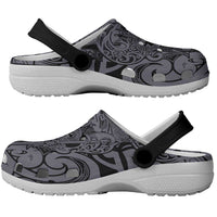 New Zealand Taiaha Maori Clogs Shoes Minimalist Silver Fern All Black