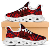 New Zealand Taiaha Maori Clunky Sneakers Whero Minimalist Silver Fern Tukutuku Motif LT9 Red - Polynesian Pride