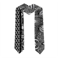 New Zealand Taiaha Maori Graduation Stole Kiwikiwi Minimalist Silver Fern Tukutuku Motif LT9 - Polynesian Pride
