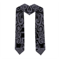 New Zealand Taiaha Maori Graduation Stole Minimalist Silver Fern All Black LT9 - Polynesian Pride