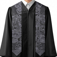 New Zealand Taiaha Maori Graduation Stole Minimalist Silver Fern All Black LT9 - Polynesian Pride