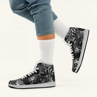 New Zealand Taiaha Maori High Sneakers AJ1 Kiwikiwi Minimalist Silver Fern Tukutuku Motif LT9 - Polynesian Pride