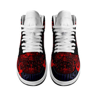 New Zealand Taiaha Maori High Sneakers AJ1 Whero Minimalist Silver Fern Tukutuku Motif LT9 - Polynesian Pride