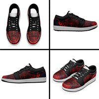 New Zealand Taiaha Maori Low Sneakers Whero Minimalist Silver Fern Tukutuku Motif LT9 - Polynesian Pride