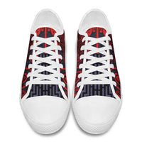 New Zealand Taiaha Maori Low Top Shoes Whero Minimalist Silver Fern Tukutuku Motif LT9 - Polynesian Pride