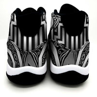 New Zealand Taiaha Maori Sneakers J11 Kiwikiwi Minimalist Silver Fern Tukutuku Motif LT9 - Polynesian Pride