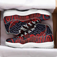 New Zealand Taiaha Maori Sneakers J11 Whero Minimalist Silver Fern Tukutuku Motif LT9 - Polynesian Pride