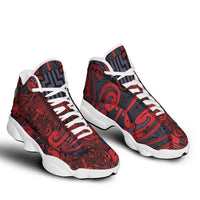 New Zealand Taiaha Maori Sneakers J13 Whero Minimalist Silver Fern Tukutuku Motif LT9 - Polynesian Pride