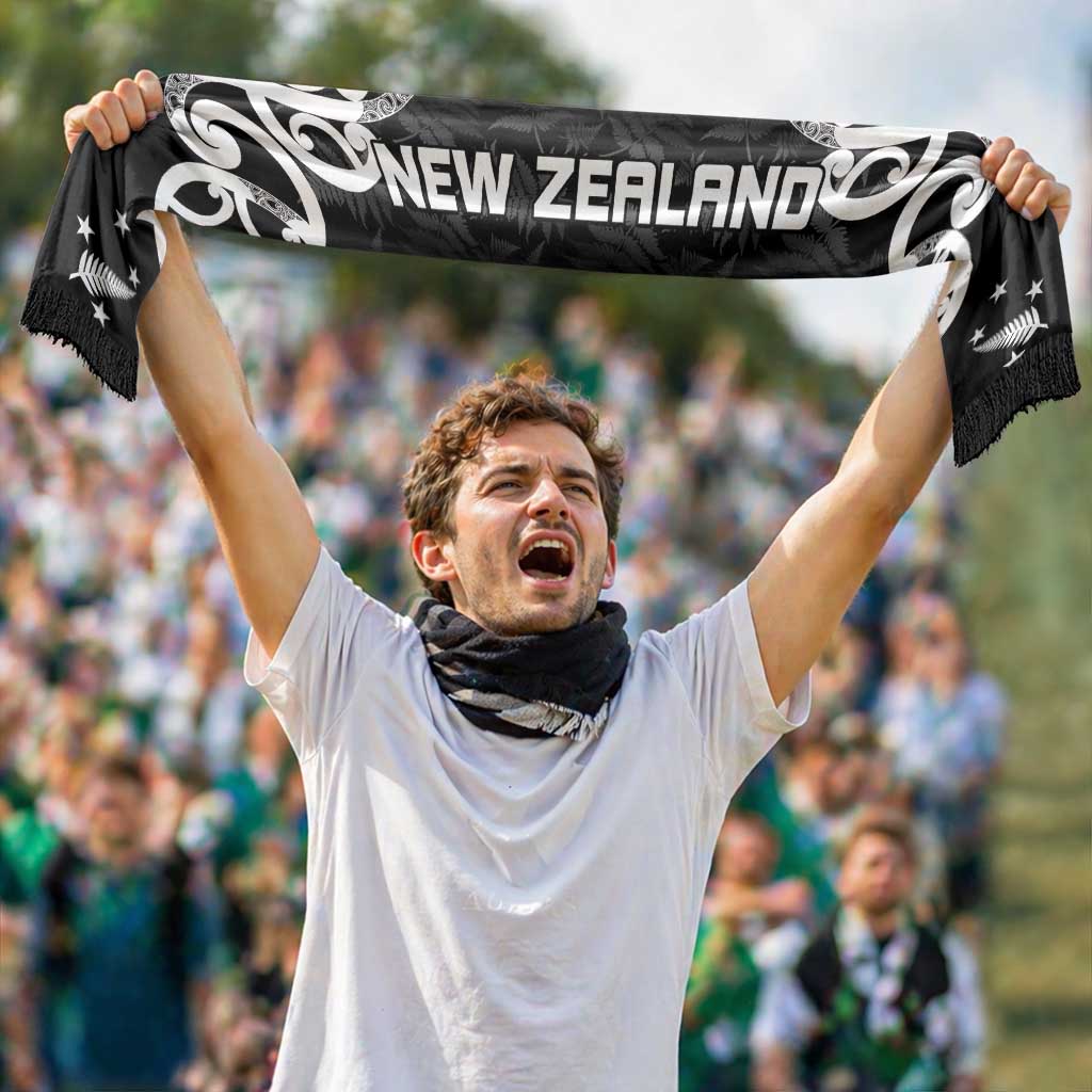 New Zealand WC2026 Black Soccer Scarf Silver Fern LT7 - Polynesian Pride
