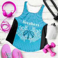 New Zealand Women Racerback Tank Fire Basketball Maori Tribal Sky Blue LT9 Blue - Polynesian Pride