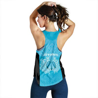 New Zealand Women Racerback Tank Fire Basketball Maori Tribal Sky Blue LT9 - Polynesian Pride