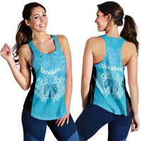 New Zealand Women Racerback Tank Fire Basketball Maori Tribal Sky Blue LT9 - Polynesian Pride