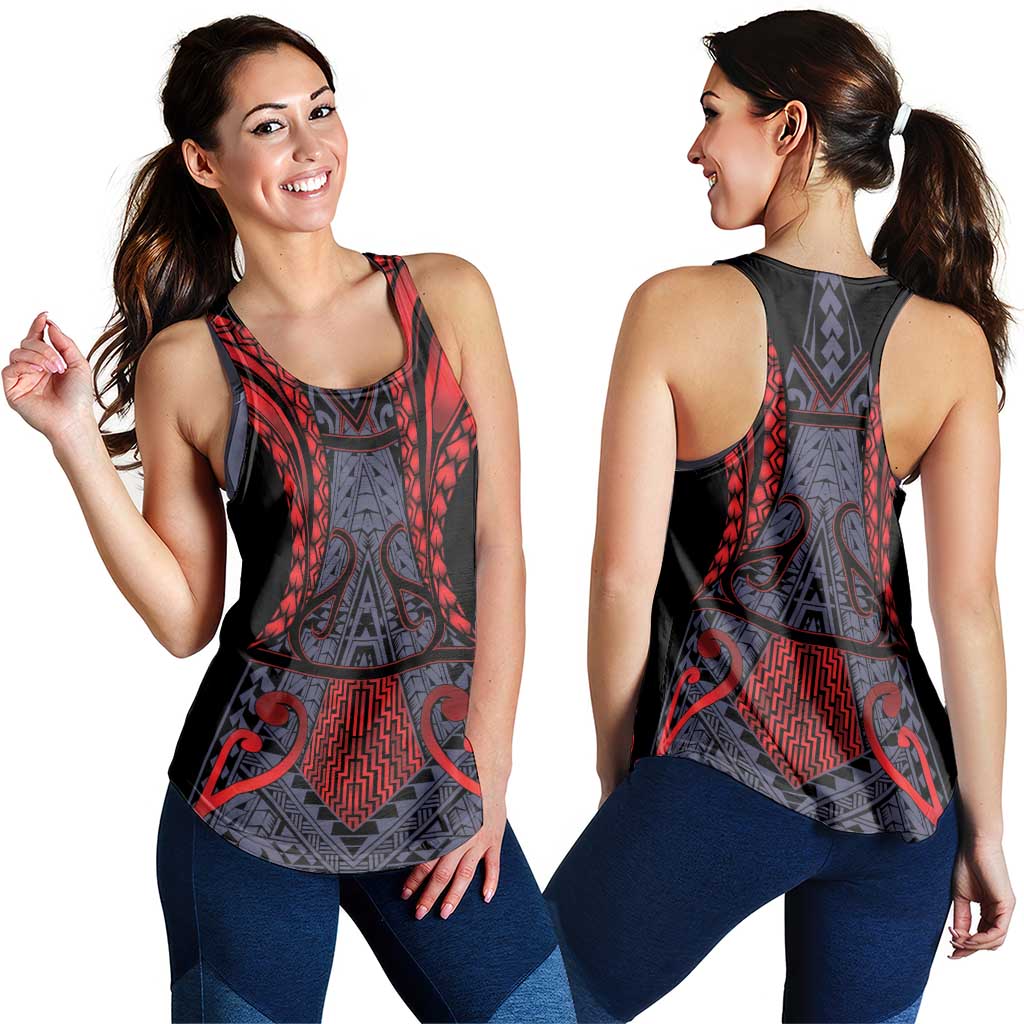 New Zealand Women Racerback Tank Maori Kiwiana Pattern Tukutuku Motif LT9 - Polynesian Pride