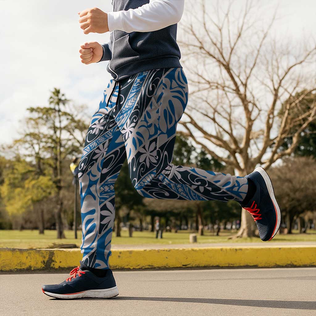 Ninamu Tahiti Tiare Monstera Jogger Pants Polynesian Pattern Curve Style - Polynesian Pride