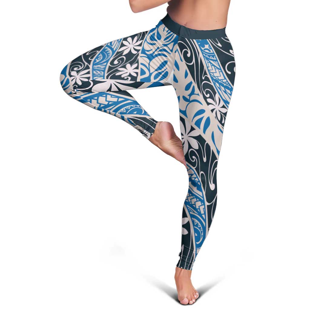 Ninamu Tahiti Tiare Monstera Leggings Polynesian Pattern Curve Style - Polynesian Pride